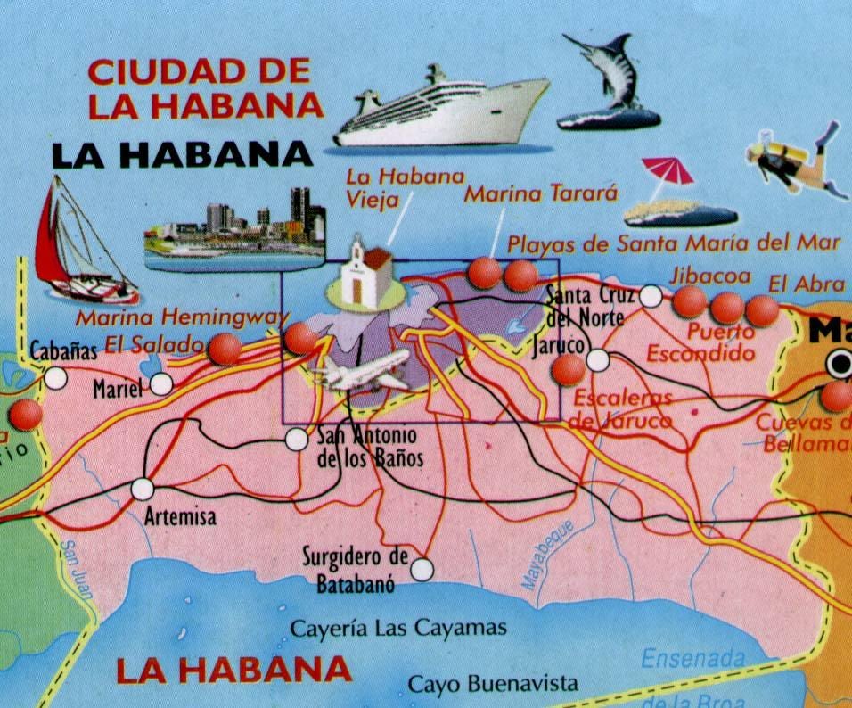 mapa Havani plaže