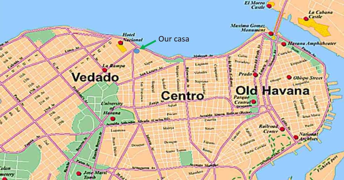 mapa vedado Havani Kubi